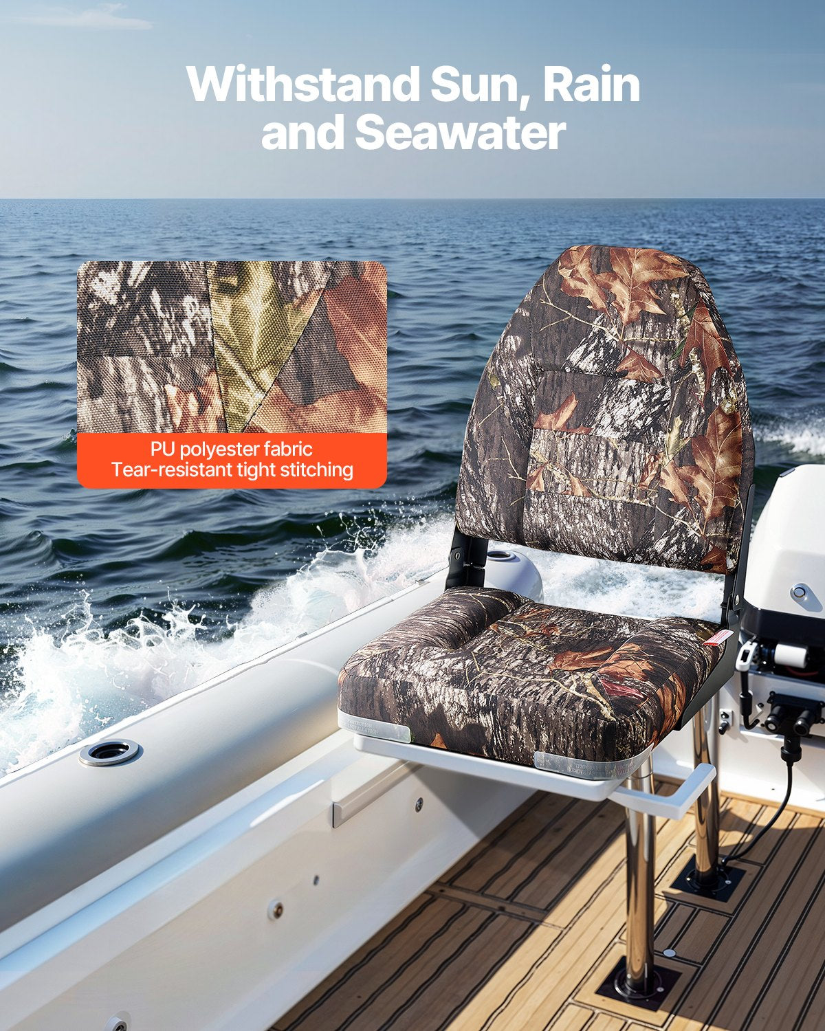 Båtsäte Högt ryggstöd Fällbart Båtsäte Svampkudde Kamouflage