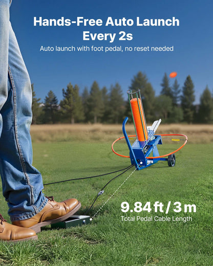 Clay Target Thrower, Max 50 Clays Pigeon Thrower, 55+ Yards Automatic Skeet and Trap Launcher on Wheels - with Adjustable Angle, Foot Pedal & Pull Handle for Clays Throwing Shooting Sports