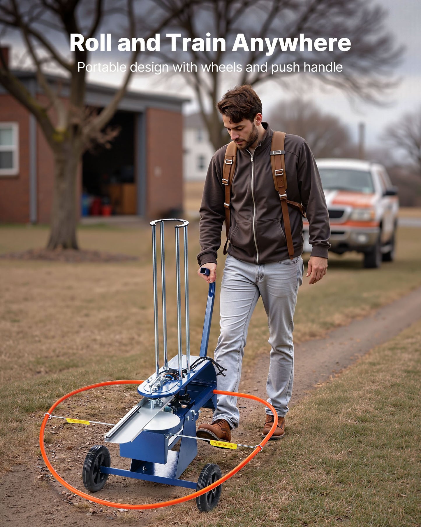 Clay Target Thrower, Max 50 Clays Pigeon Thrower, 55+ Yards Automatic Skeet and Trap Launcher on Wheels - with Adjustable Angle, Foot Pedal & Pull Handle for Clays Throwing Shooting Sports