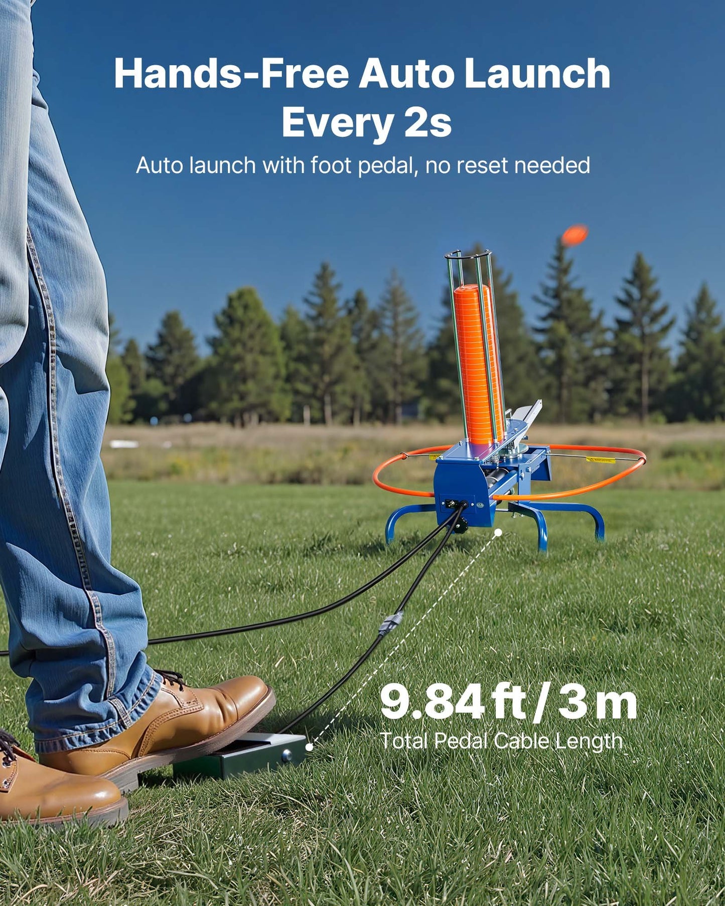 Clay Target Thrower, Max 50 Clays Pigeon Thrower, 55+ Yards Automatic Skeet and Trap Launcher with Adjustable Angle & Foot Pedal for Clays Throwing Shooting Sports