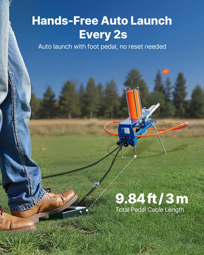 Clay Target Thrower, Max 28 Clays Pigeon Thrower, 45+ Yards Automatic Skeet and Trap Launcher with Adjustable Angle & Foot Pedal for Clays Throwing Shooting Sports