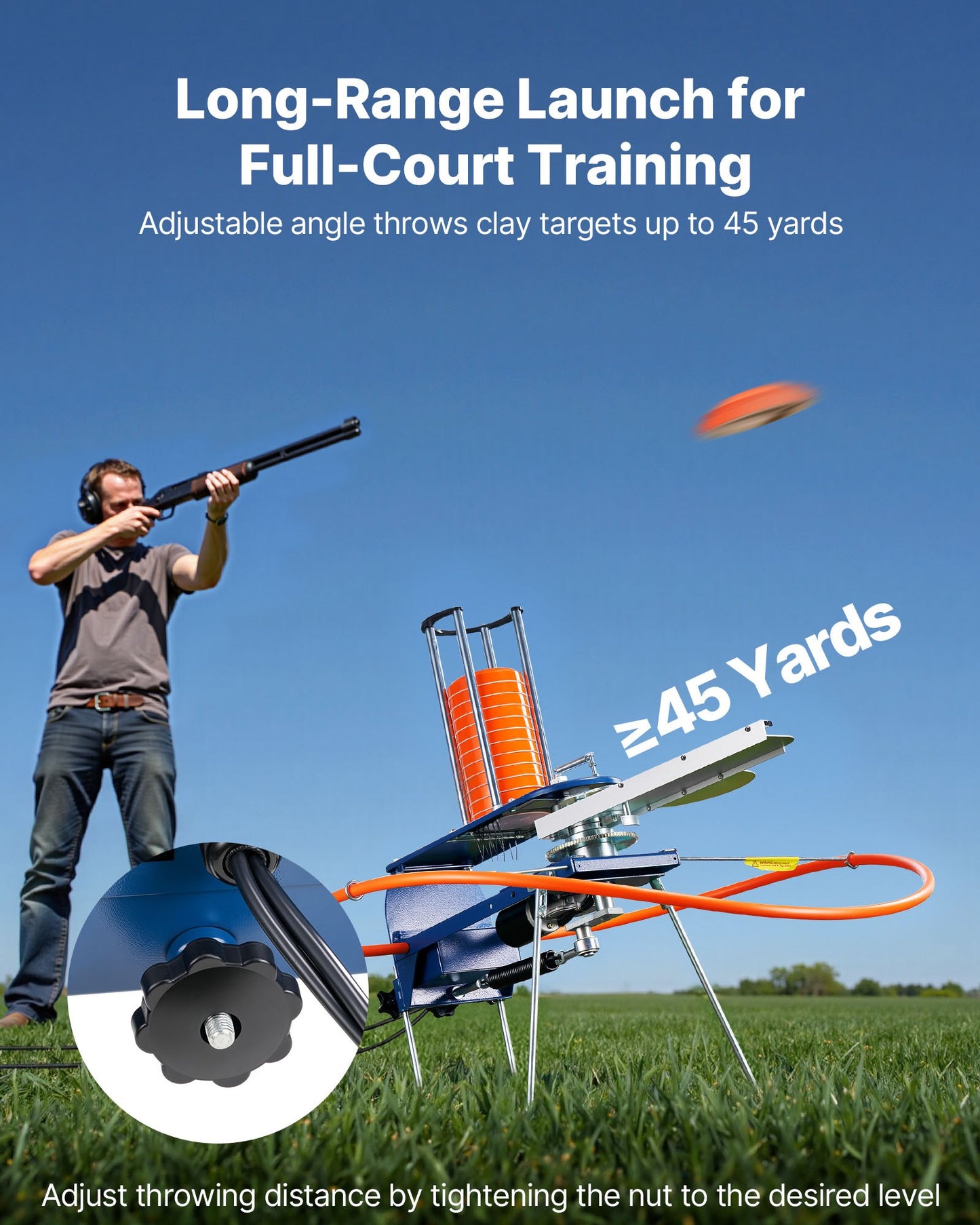 Clay Target Thrower, Max 28 Clays Pigeon Thrower, 45+ Yards Automatic Skeet and Trap Launcher with Adjustable Angle & Foot Pedal for Clays Throwing Shooting Sports