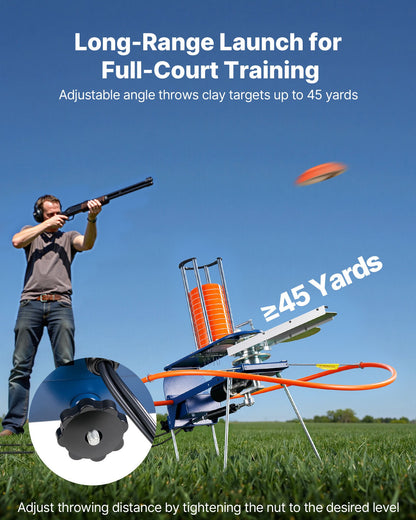 Clay Target Thrower, Max 28 Clays Pigeon Thrower, 45+ Yards Automatic Skeet and Trap Launcher with Adjustable Angle & Foot Pedal for Clays Throwing Shooting Sports