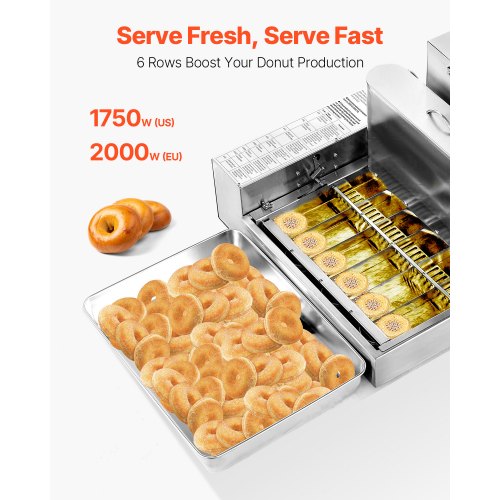 Commercial Automatic Donut Machine Donut Machine 6 Rows 360 PCS/H | EU