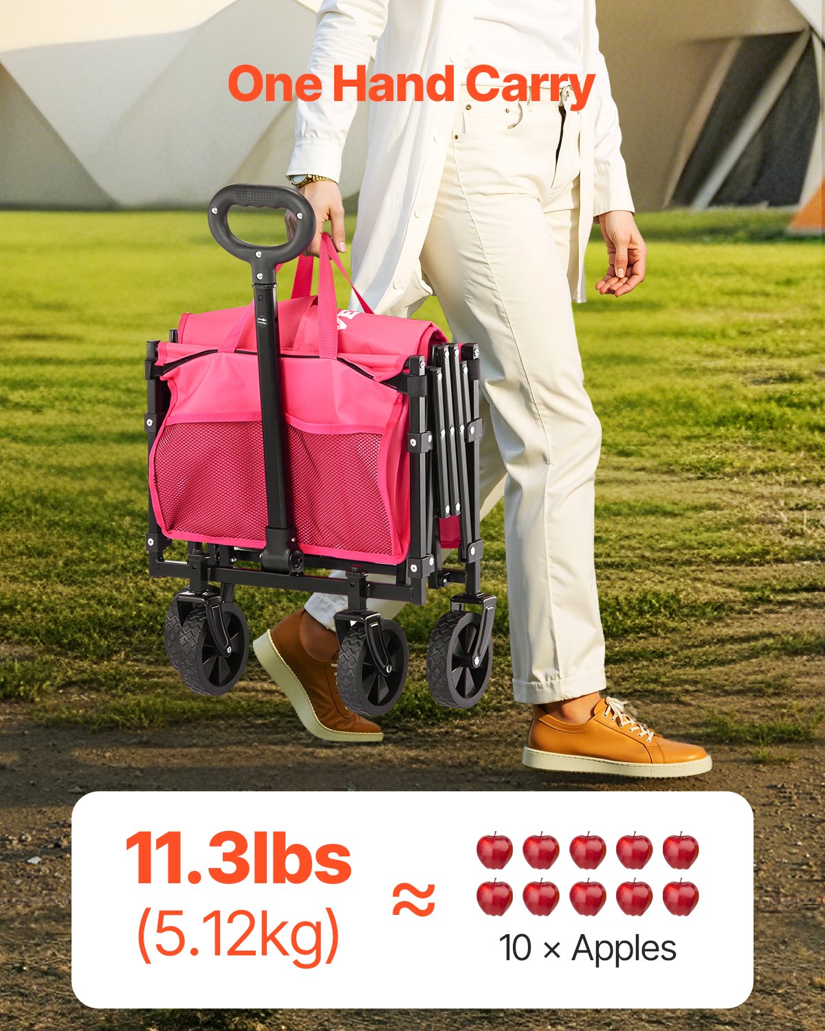 Klappwagen, 120 l und 225 Pfund, robuster, faltbarer Gartenwagen, Pink