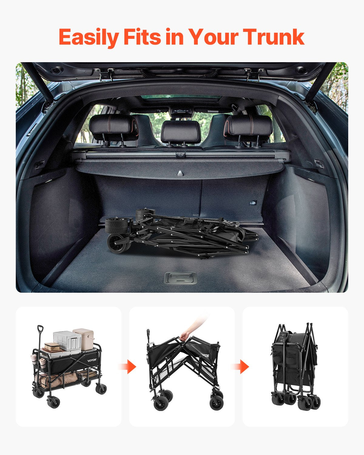 Dubbeldäckare hopfällbar 300L & 450 lbs Heavy Duty hopfällbar vagn