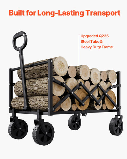 Hopfällbara vagnar 120L & 225LBS Heavy Duty hopfällbar trädgårdsvagn Svart