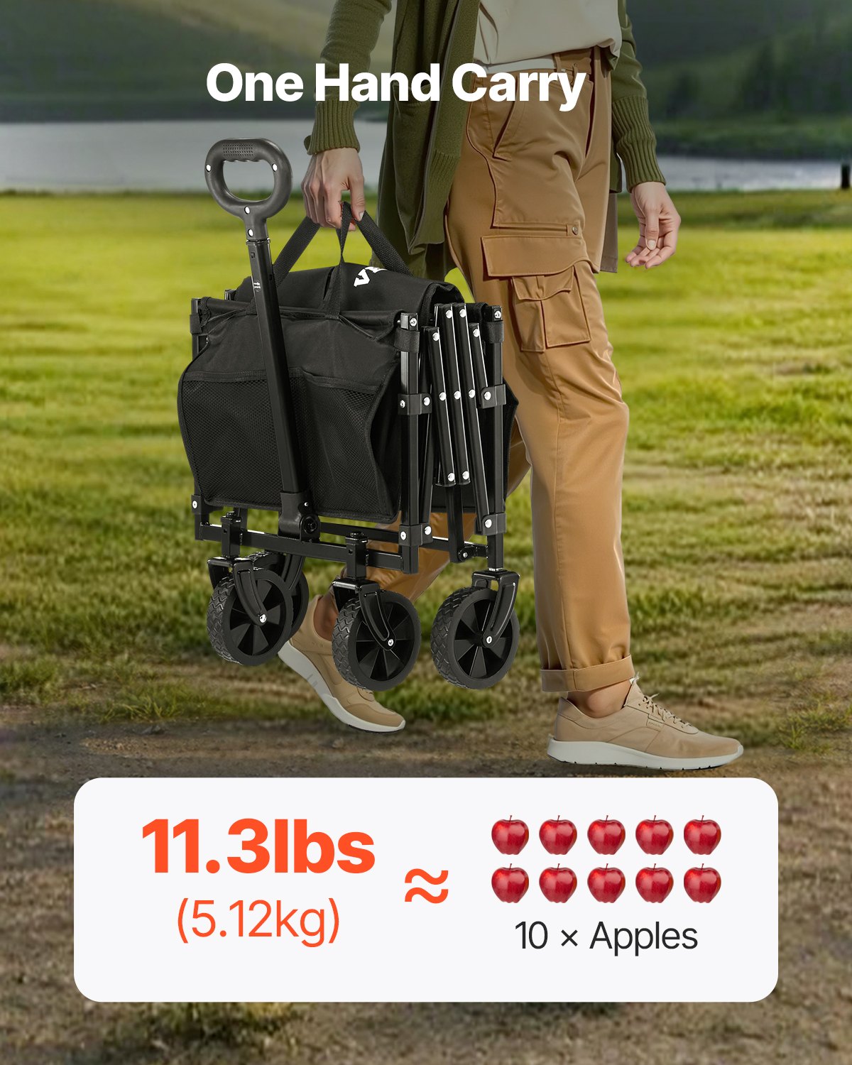 Hopfällbara vagnar 120L & 225LBS Heavy Duty hopfällbar trädgårdsvagn Svart