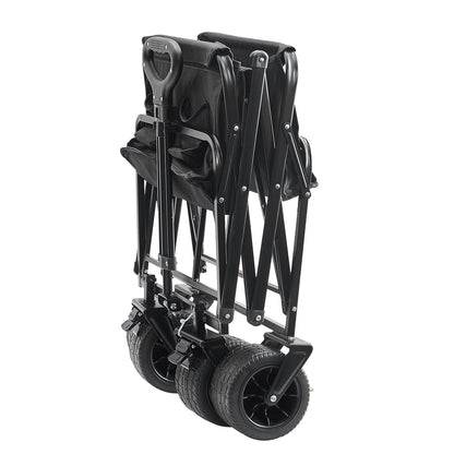 Hopfällbar hopfällbar vagn, 3 ku.ft strandvagnsvagn med terränghjul, tung hopfällbar vagn 350 lbs Viktkapacitet med dryckeshållare, sportvagn för camping, shopping, trädgård