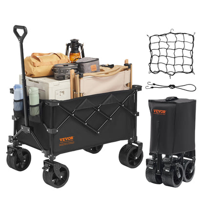 Faltbarer Klappwagen, 220 l Strandwagen Trolley mit All-Terrain-Rädern, Hochleistungs-Klappwagen Max 330 lbs mit Getränkehalter, Sportwagen für Camping, Einkaufen, Garten