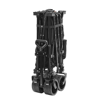 Hopfällbar dubbeldäckare vagn, 400 L hopfällbar vagn med terränghjul, kraftig hopfällbar vagn 350 lbs Viktkapacitet för camping, shopping, trädgård, 52" extra lång förlängare