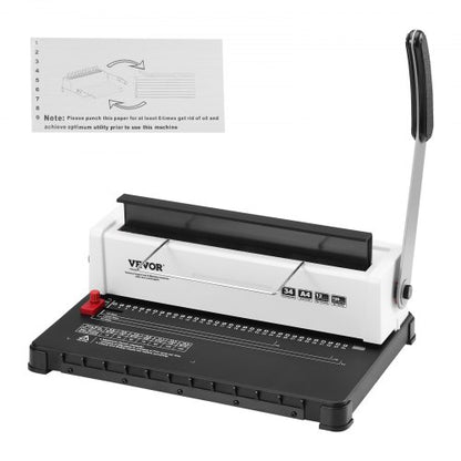 Coil Spiral Binding Machine, Manual Book Maker 34-Holes Binding 120 Sheets, Punch Binder Adjustable 3/16" - 9/16" Coil Binding Spines, for Letter Size, A4, A5
