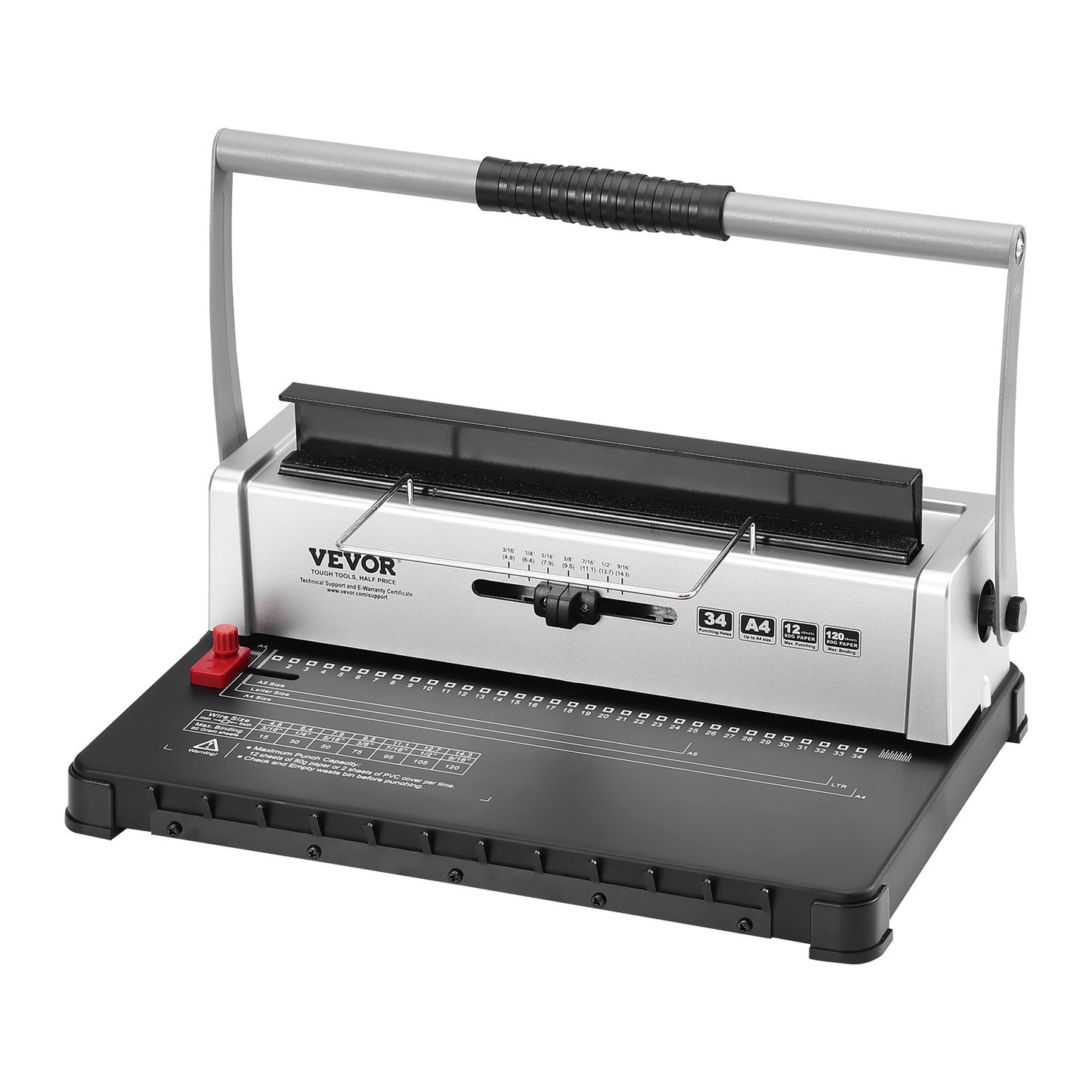 Coil Spiral Binding Machine, Manual Book Maker 34-Hole Binding 120 Sheets, Punch Binder with Adjustable Side Margin, for Letter Size, A4, A5