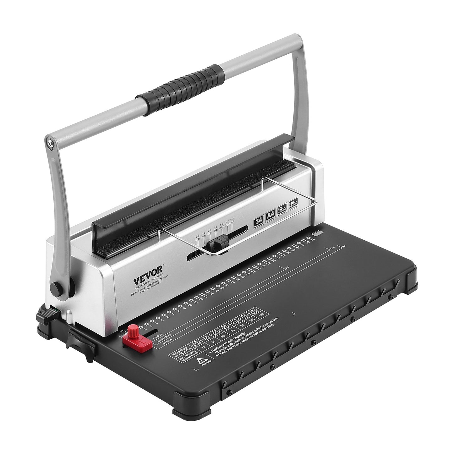 Coil Spiral Binding Machine, Manual Book Maker 34-Hole Binding 120 Sheets, Punch Binder with Adjustable Side Margin, for Letter Size, A4, A5