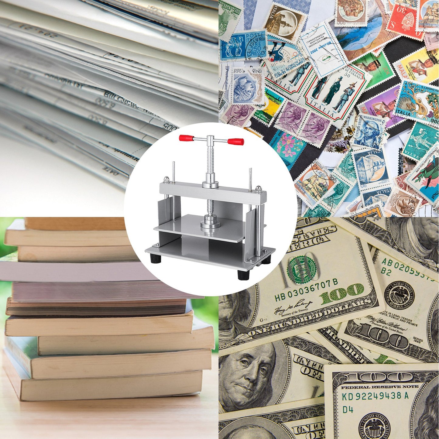 Manuelle Papierpresse, 12 x 8,6 Zoll für A4-Papier-Flachpresse, 10 cm dicker Stahlrahmen, manuelle Flachpapierpresse, Papierherstellungs-Buchpresse