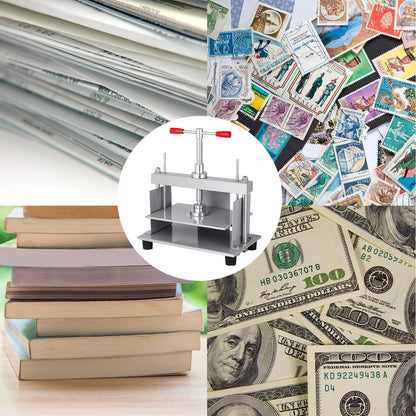 Manuelle Papierpresse, 12 x 8,6 Zoll für A4-Papier-Flachpresse, 10 cm dicker Stahlrahmen, manuelle Flachpapierpresse, Papierherstellungs-Buchpresse