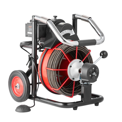 Drain Cleaning Machine Electric Drain Auger 100FT x 3/8 In Auto Feed