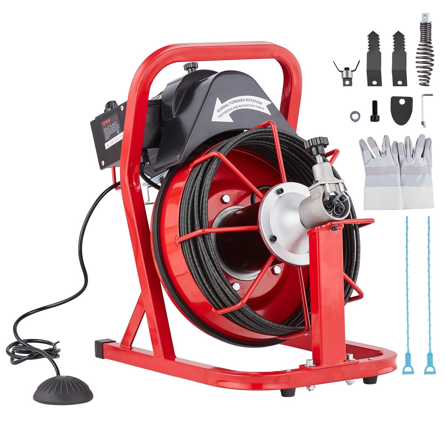 Drain Cleaning Machine Electric Drain Auger 50FT x 3/8 In Auto Feed