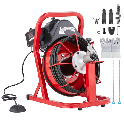 Drain Cleaning Machine Electric Drain Auger 50FT x 3/8 In Auto Feed