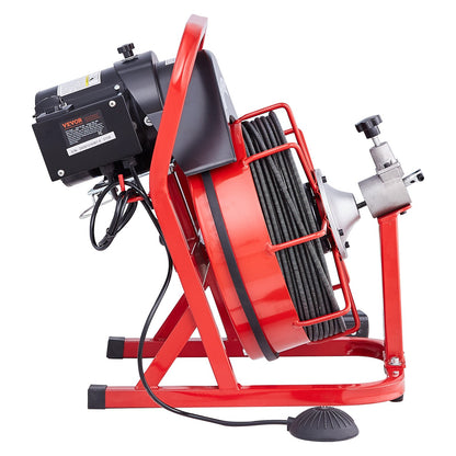Drain Cleaning Machine Electric Drain Auger 50FT x 3/8 In Auto Feed