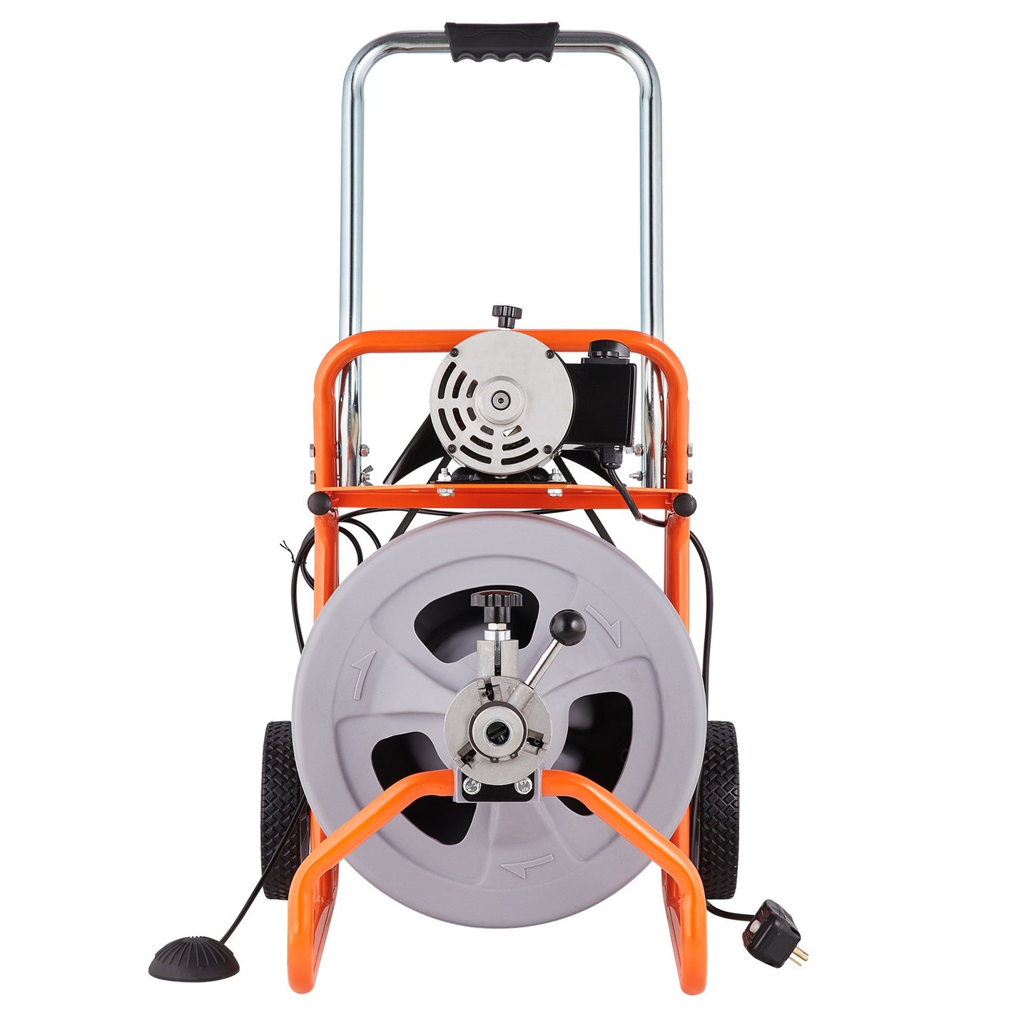 Sewer cleaning machine 100FT x 1/2 inch automatic feeding with wheels and 8 cutters