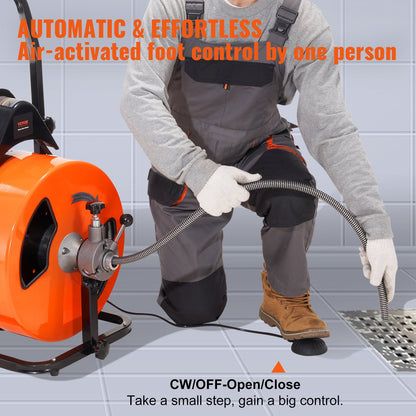 Drain Cleaning Machine Electric Drain Auger 100 FT x 3/4In Automation