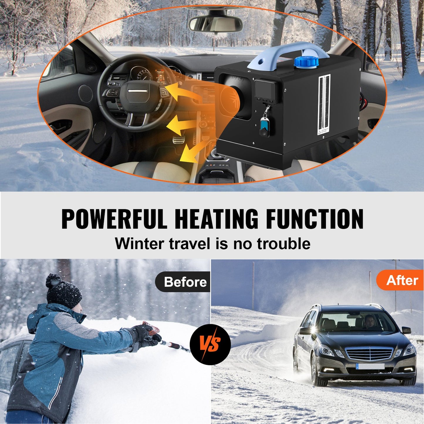 Diesel Air Heater 8KW, All in One 12V Truck Heater, Parking Heater with Black LCD, Remote Control, Fast Heating Diesel Heater for RV Truck, Boat, Bus, Car Trailer, Motorhomes