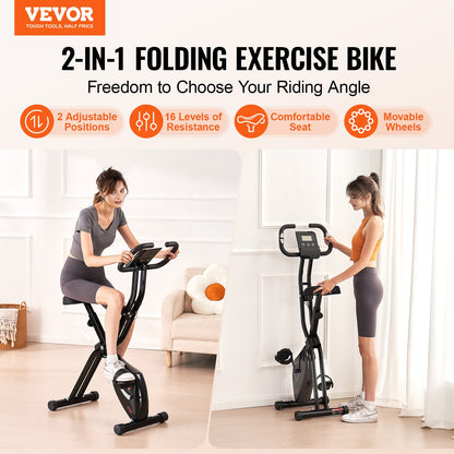 Folding Motionscykel Fitness Stationary Bike Upright Indoor Cycling Bike