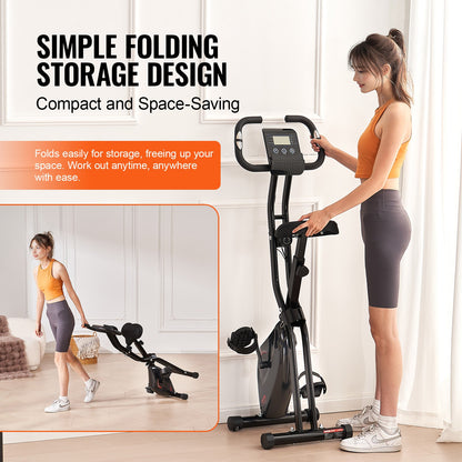 Folding Motionscykel Fitness Stationary Bike Upright Indoor Cycling Bike