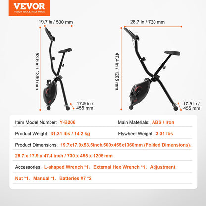 Folding Motionscykel Fitness Stationary Bike Upright Indoor Cycling Bike