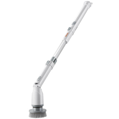 Elektrischer Spin Scrubber, kabellose Reinigungsbürste mit 2 einstellbaren Geschwindigkeiten und ausziehbarem langem Griff, 1,5-Stunden-Laufzeit-Power-Duschschrubber mit 4 austauschbaren Bürstenköpfen für Badezimmer, Badewanne, Fliesen