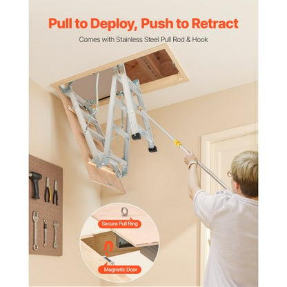 Dachbodenleiter 170 kg Tragkraft für Aluminiumdächer von 2,1 bis 3,2 m