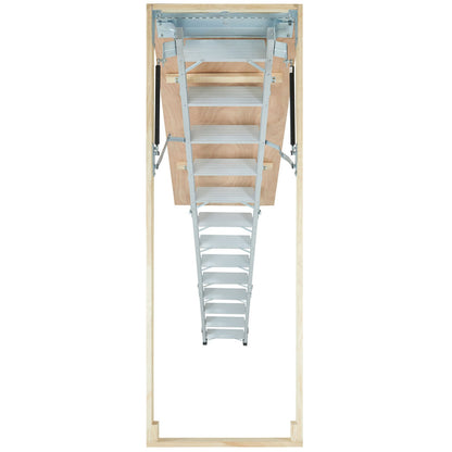 Attic Ladder Foldable, 350 Pound Capacity, 22.5" x 63", Multi-Function Aluminum Extension, Lightweight and Portable, Fits 9.5'-12' Ceiling Heights, Convenient Access to Your Attic Standard