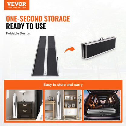 Portable Wheelchair Ramp, 10 ft 800 lbs Capacity, Non-Slip Folding Aluminum Threshold Ramp, Foldable Mobility Scooter Ramp Wheelchair Ramp, Handicap Ramp for Home Stairs, Stairs, Doorways, Curbs