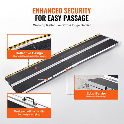 Portable Wheelchair Ramp, 10 ft 800 lbs Capacity, Non-Slip Aluminum Folding Threshold Ramp, Foldable Mobility Scooter Ramp Wheel Chair Ramp, Handicap Ramp for Home Steps, Stairs, Doorways, Curbs