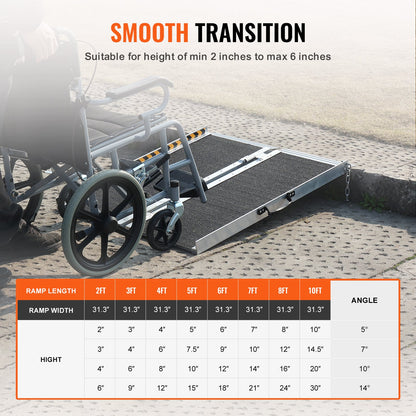 Portable Wheelchair Ramp, 2 ft 800 lbs Capacity, Non-Slip Folding Aluminum Threshold Ramp, Foldable Mobility Scooter Ramp Wheelchair Ramp, Handicap Ramp for Home Stairs, Stairs, Doorways, Curbs