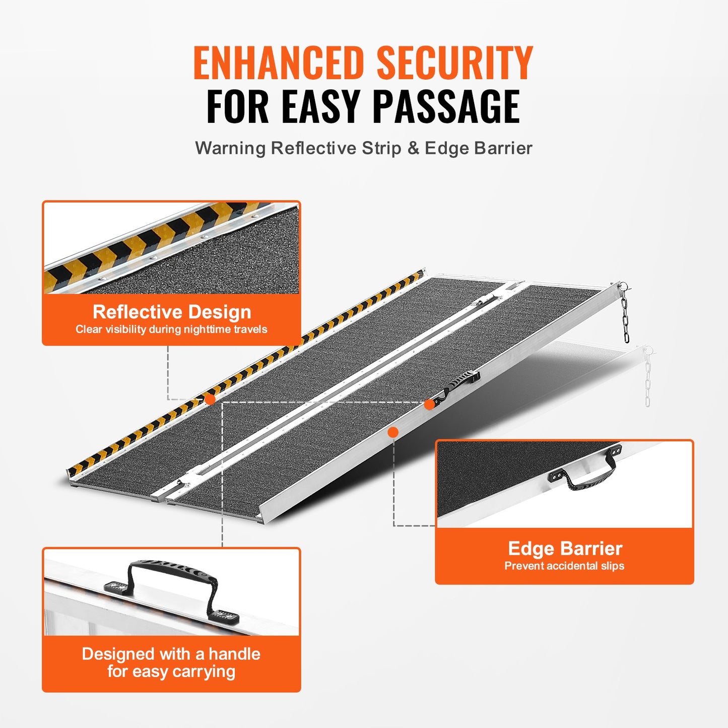 Portable Wheelchair Ramp, 5 ft 800 lbs Capacity, Non-Slip Aluminum Folding Threshold Ramp, Foldable Mobility Scooter Ramp Wheel Chair Ramp, Handicap Ramp for Home Steps, Stairs, Doorways, Curbs