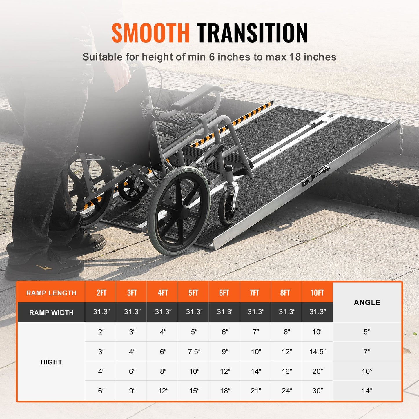 Portable Wheelchair Ramp, 6 ft 800 lbs Capacity, Non-Slip Aluminum Folding Threshold Ramp, Foldable Mobility Scooter Ramp Wheel Chair Ramp, Handicap Ramp for Home Steps, Stairs, Doorways, Curbs