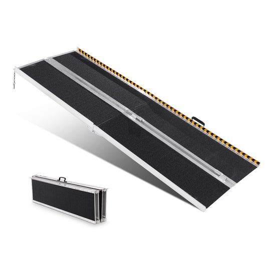 Portable Wheelchair Ramp, 8 ft 800 lbs Capacity, Non-Slip Folding Aluminum Threshold Ramp, Foldable Mobility Scooter Ramp Wheelchair Ramp, Handicap Ramp for Home Stairs, Stairs, Doorways, Curbs