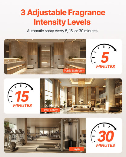 Automatic Air Freshener Spray Dispenser, 4-Pack, Wall Mounted or Free Standing, Battery Operated, Multiple Time Settings for Home, Indoor, Bathrooms, Offices, Hotels, Commercial Places, White