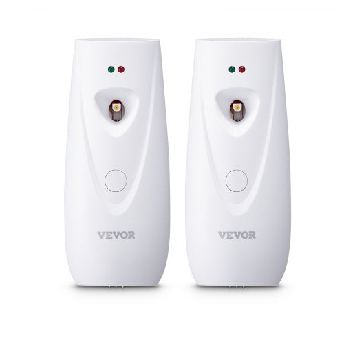 Automatic Air Freshener Spray Dispenser, 2-Pack, Wall Mounted or Free Standing, Battery Operated, Multiple Time Settings for Home, Indoor, Bathrooms, Offices, Hotels, Commercial Places, White
