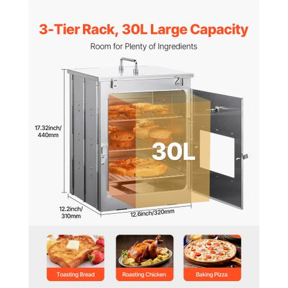 Foldable Camping Oven Stainless Steel Portable Camping Kitchen 3 Levels Grill | EU