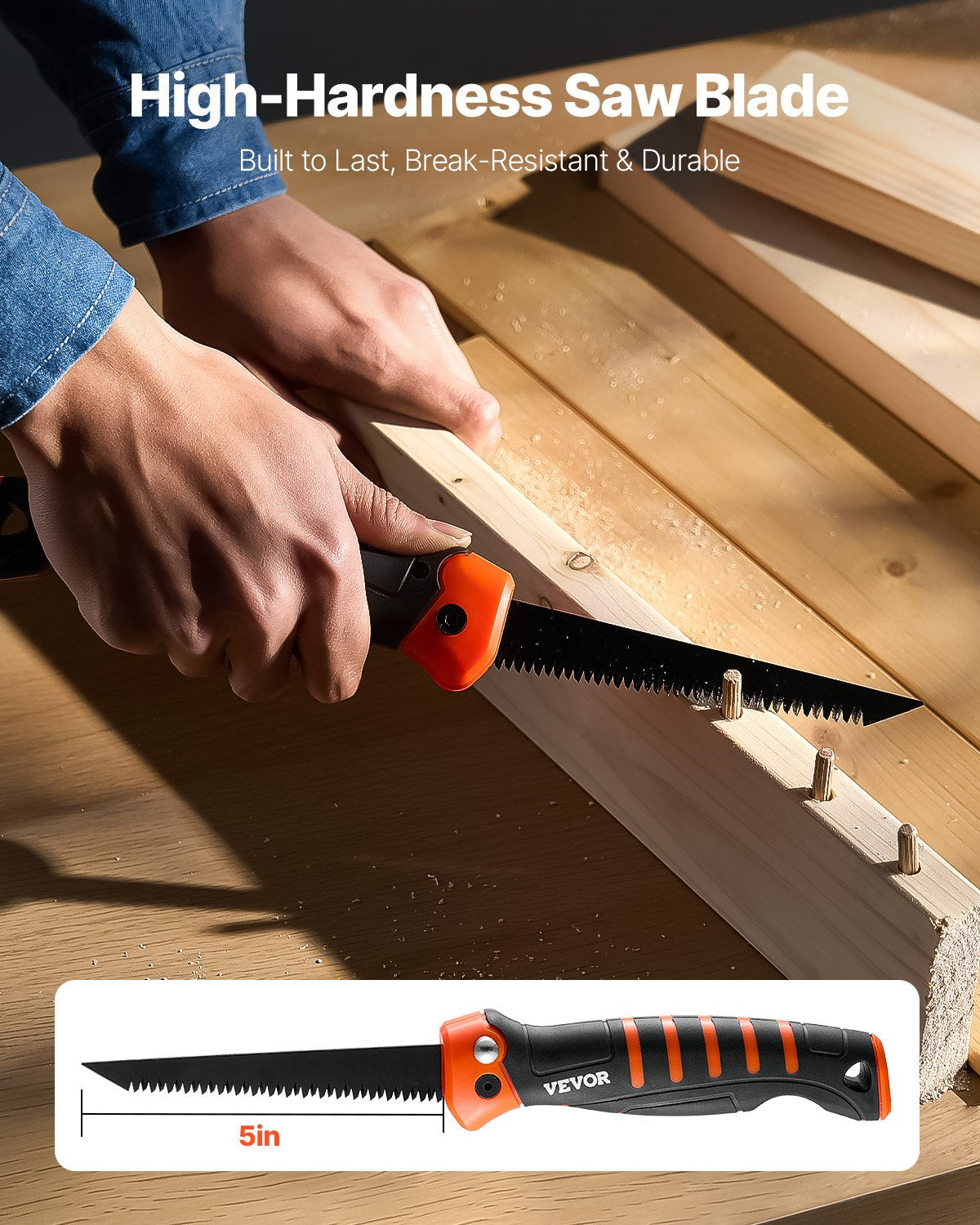 Folding Jab Saw, 5 in Foldable Jab Saw with Soft Grip Handle, Folding Drywall Saw with Triple Ground Teeth and Sharp Tip, for Drywall, Wood, PVC Pipes, Cement Board, Thin Sheets, Wall Panels