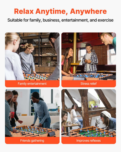 Folding Foosball Table, 42 inch Standard Size Table, Indoor Full Size Foosball Tables for Home, Family, and Game Room, Durable Soccer Set, Includes 2 Balls