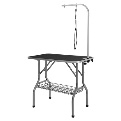 PET Grooming Table Arm with Clamp, 915 x 610 mm Dog Grooming Station, Foldable PET Grooming Stand for Medium and Small Dogs, Free No Sit Hunch Holder with Grooming Loop, Bearing 149.7 kg