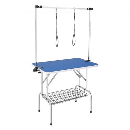 Pet Grooming Table Two Arms with Clamp, 36''x24'' Dog Grooming Station, Foldable Pets Grooming Stand for Medium and Small Dogs, Free No Sit Haunch Holder with Grooming Loop, Bearing 330lbs