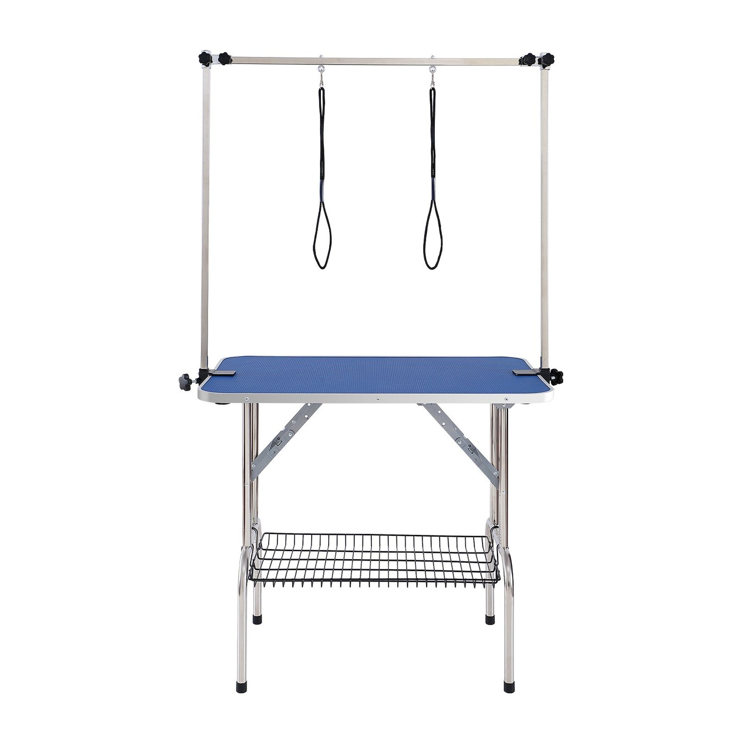 Pet Grooming Table Two Arms with Clamp, 915 x 610 mm Dog Grooming Station, Foldable Pet Grooming Stand for Medium and Small Dogs, Free Two No Sit Hanging Holders with Grooming Loop, Bearing 150 kg