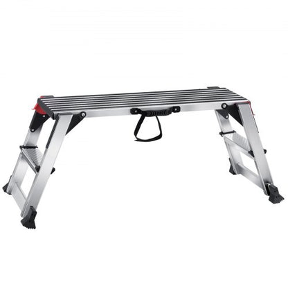 Folding Work Platform, 660 lbs Load Capacity, Aluminum Drywall Stool Ladder, Heavy Duty Work Bench w/ Non-Slip Feet, Ideal for Washing Vehicles, Cleaning, Painting, Decorating