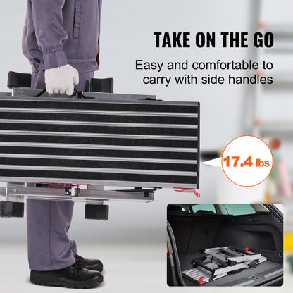 Folding Work Platform, 660 lbs Load Capacity, Aluminum Drywall Stool Ladder, Heavy Duty Work Bench w/ Non-Slip Feet, Ideal for Washing Vehicles, Cleaning, Painting, Decorating