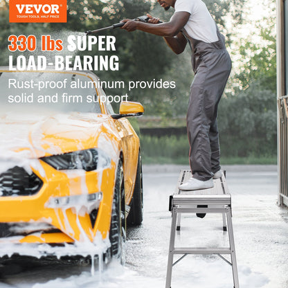 Foldable Work Platform, 330 lbs Load Capacity, Aluminum Drywall Pallet Ladder, Heavy Duty Workbench with Non-Slip Feet, Ideal for Washing Vehicles, Cleaning, Painting, Decorating